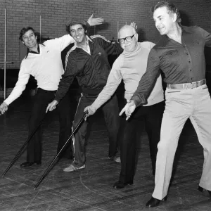 Jerry Stevens, Lennie Bennett, Arthur Lowe and Ernest Maxin at rehearsals for Lennie