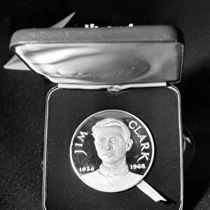 The Jim Clark commemorative medal presented to Mr and Mrs James Clark