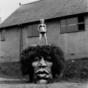 Jimi Hendrix model head. Picture shows Caroline Brown opening a new Jonathan King