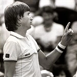 Jimmy Connors Tennis Player talks to the Umpire during his match in the Stella Artois