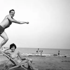Jimmy Elliott and Marion Sloan at Whitley Bay Print 1960 Jimmy Elliott and Marion Sloan at Whitley Bay Print 1960