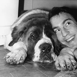 Jimmy Greaves seen here at his Hornchurch home today with his St Bernard dog Bruno which
