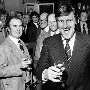 Jimmy Hill, chairman of Coventry City Football Club shares a joke