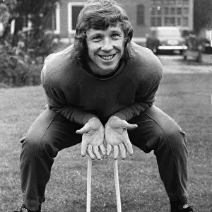 Jimmy Montgomery Sunderland goalkeeper has some fun guarding croquet hoop at Selsdon Park