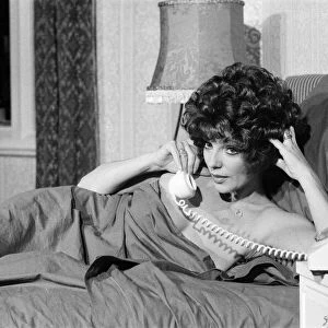 Joan Collins, actress on set of film Alfie Darling, pictured after filming love scene