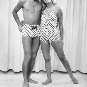 Joan Crane and Derek Nesbitt wearing "His"and "Hers"