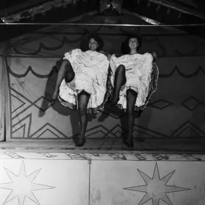 Print of two women performing Striptease in a travelling show Print of two women performing Striptease in a travelling show
