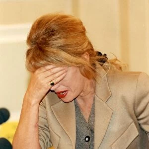 Joanna Lumley crying at press conference during campaign to ban live animal exports