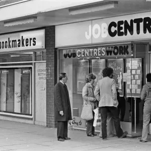 Black and white print of Linwood Job Centre, February 1981