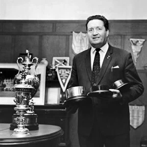 Jock Stein proudly shows off his Celtic trophy cabinet. March 1972