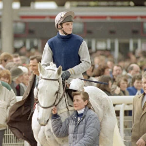 Jockey Richard Dunwoody on Desert Orchid after finishing in third place in the Gold Cup
