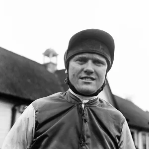 Jockey Terry Biddlecombe at Warwick Races before the second race. 12th February 1965 Jockey Terry Biddlecombe at Warwick Races before the second race. 12th February 1965