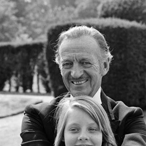 Jodie Foster and David Niven on the set of "Candleshoe"