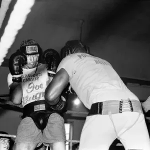 Joe Bugner (left) sparring at a gymnasium in West 28th Street, New York City Joe Bugner (left) sparring at a gymnasium in West 28th Street, New York City