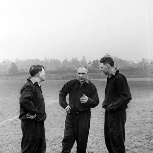 Joe Fagan (R) listens to the wisdom of Bill Shankly with Bob Paisley. May 1965