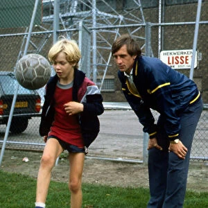 Johan Cruyff with 8 year old son Jordi September 1982