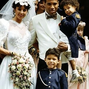 John Barnes Football player Wedding day with wife Suzy Bicknell and children Jamie