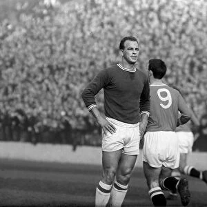 John Charles of Cardiff City looking pensive after Eddie Firmani scored for Charlton
