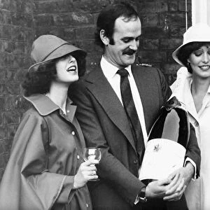John Cleese actor, Monty Python and Fawlty Towers star, with two Windsmoor models