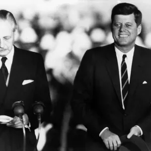 John F Kennedy and Harold MacMillan 1961 Print