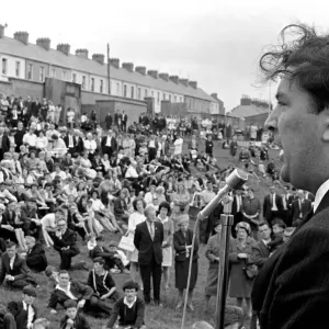 John Hume addresses the open air peace meeting in Londonderry