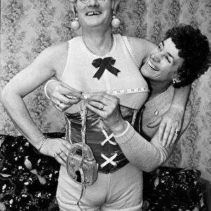 John Inman gets fitted for his role in Mother Goose at the Empire Theatre, Liverpool