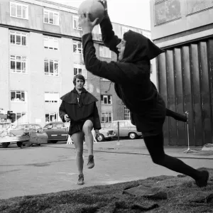 Print of John Jackson in mid-air, kicking a ball by Geoff Hurst Print of John Jackson in mid-air, kicking a ball by Geoff Hurst