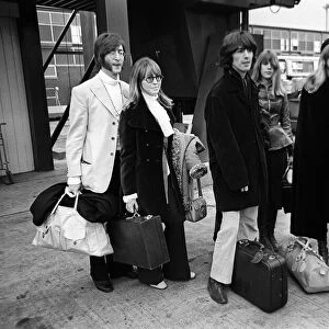 John Lennon Feb 1968 and Cynthia Lennon and George Harrison off to India