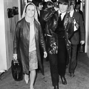 John Lennon and Cynthia Leaving Heathrow, May 1964 Print