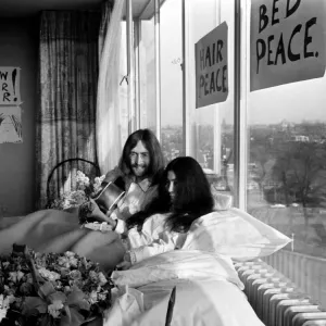John Lennon and Yoko Ono's 1969 Amsterdam Love-In Print