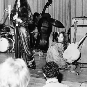 Print of John Lennon and Yoko Ono at The Natural Music Concert, Lady Mitchell Hall