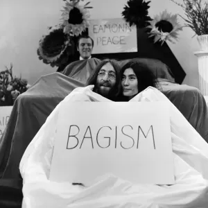 John Lennon and Yoko Ono Thames TV Print 1st April 1969 John Lennon and Yoko Ono Thames TV Print 1st April 1969