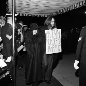 John Lennon and Yoko Ono arriving at the Charity world Premier of John Lennon and Yoko Ono arriving at the Charity world Premier of