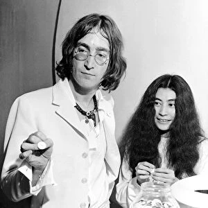 John Lennon with Yoko Ono at You are here art exhibition 1 July 1968