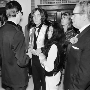 John Lennon and Yoko Ono at Old Vic Theatre Print 1968