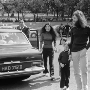 Print of John Lennon and Yoko Ono Greeting Fans in Surrey