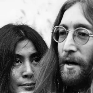 John Lennon and Yoko Ono picture together in The Beatles Apple Office in Savile Row John Lennon and Yoko Ono picture together in The Beatles Apple Office in Savile Row