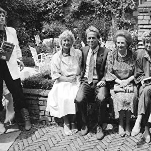 John Lloyd and Chris Evert with Margaret Thatcher in garden - June 1985
