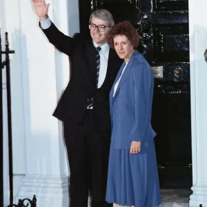 John Major at Downing Street after winning the Conservative leadership battle