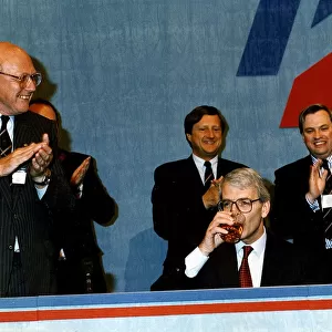 John Major Prime Minister drinking glass of whisky at Scottish Conservative Party