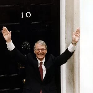John Major Prime Minister at Number 10 after his election victory 1992