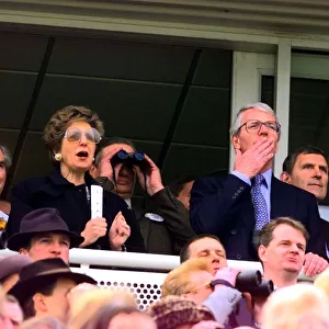 John Major Prime Minister and wife Norma getting excited as they watch the April 1997
