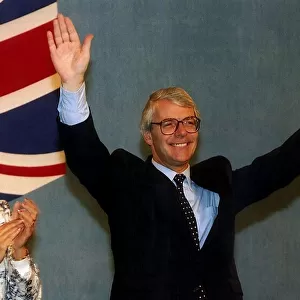 John Major taking applause at the Conservative Party Conference in Blackpool whilst his