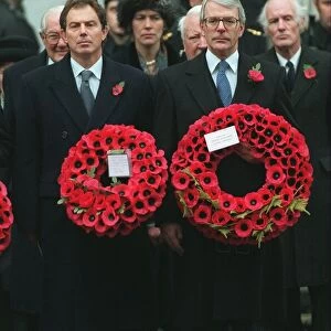 John Major and Tony Blair at Remembrance Service at the Cenotaph 1996