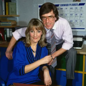 John Stapleton television presenter January 1987 with wife Lynn Faulds Wood