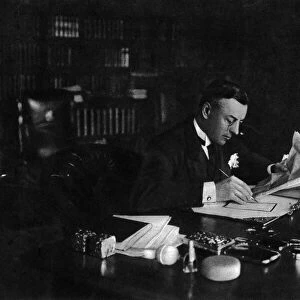 Joseph Chamberlain at his desk at the Colonial Office Circa 1903