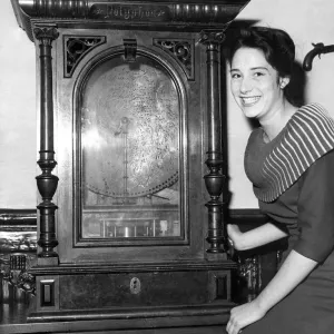 Joyce Brown, 16, with Antique Juke Box Print - August 1960