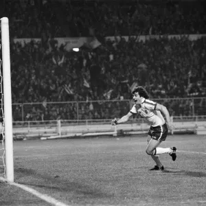 Jubilant Kevin Keegan after scoring Englands opening goal during the England v Jubilant Kevin Keegan after scoring Englands opening goal during the England v