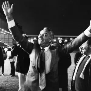 Jubilant Liverpool manager Joe Fagan. Circa 1984 Jubilant Liverpool manager Joe Fagan. Circa 1984