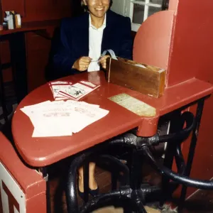 Judith Barker greets travellers with a smile at the ticket office of the Cliff Ride Judith Barker greets travellers with a smile at the ticket office of the Cliff Ride